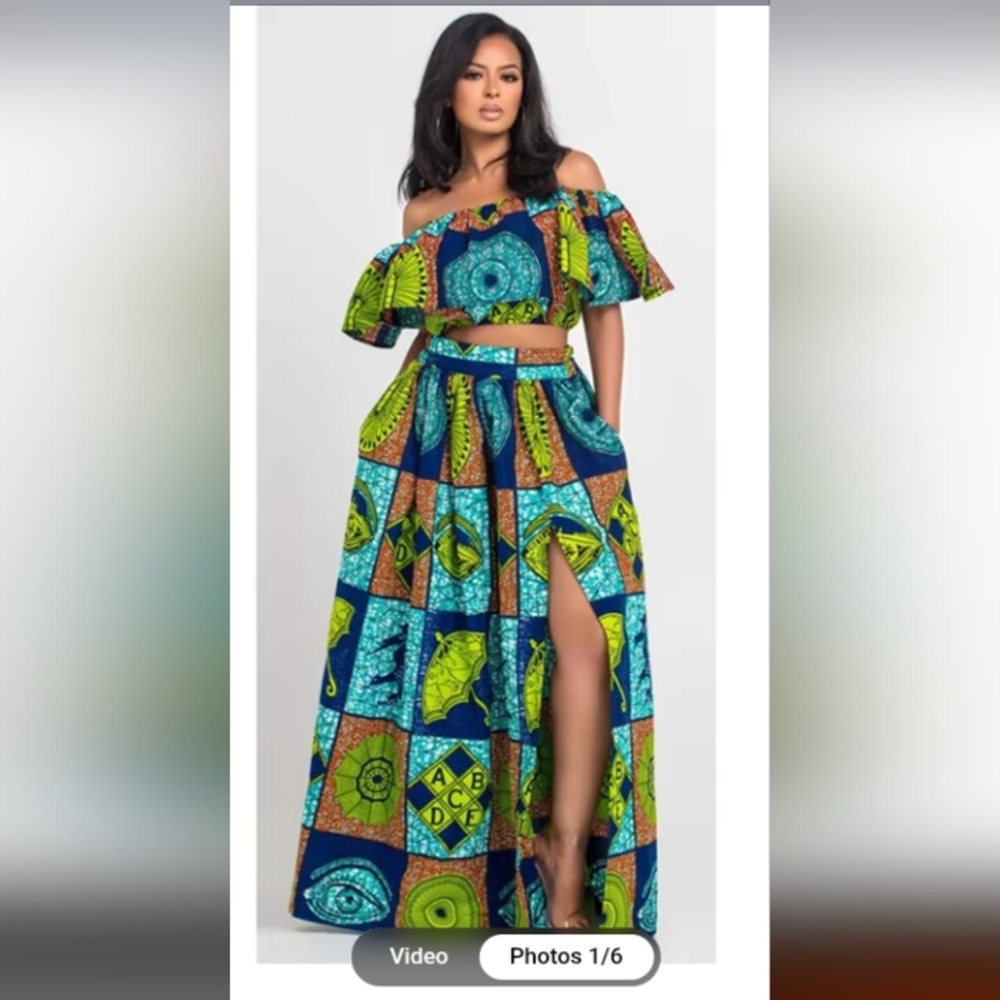 Brand New Vibrant Blue and Green Patterned Skirt